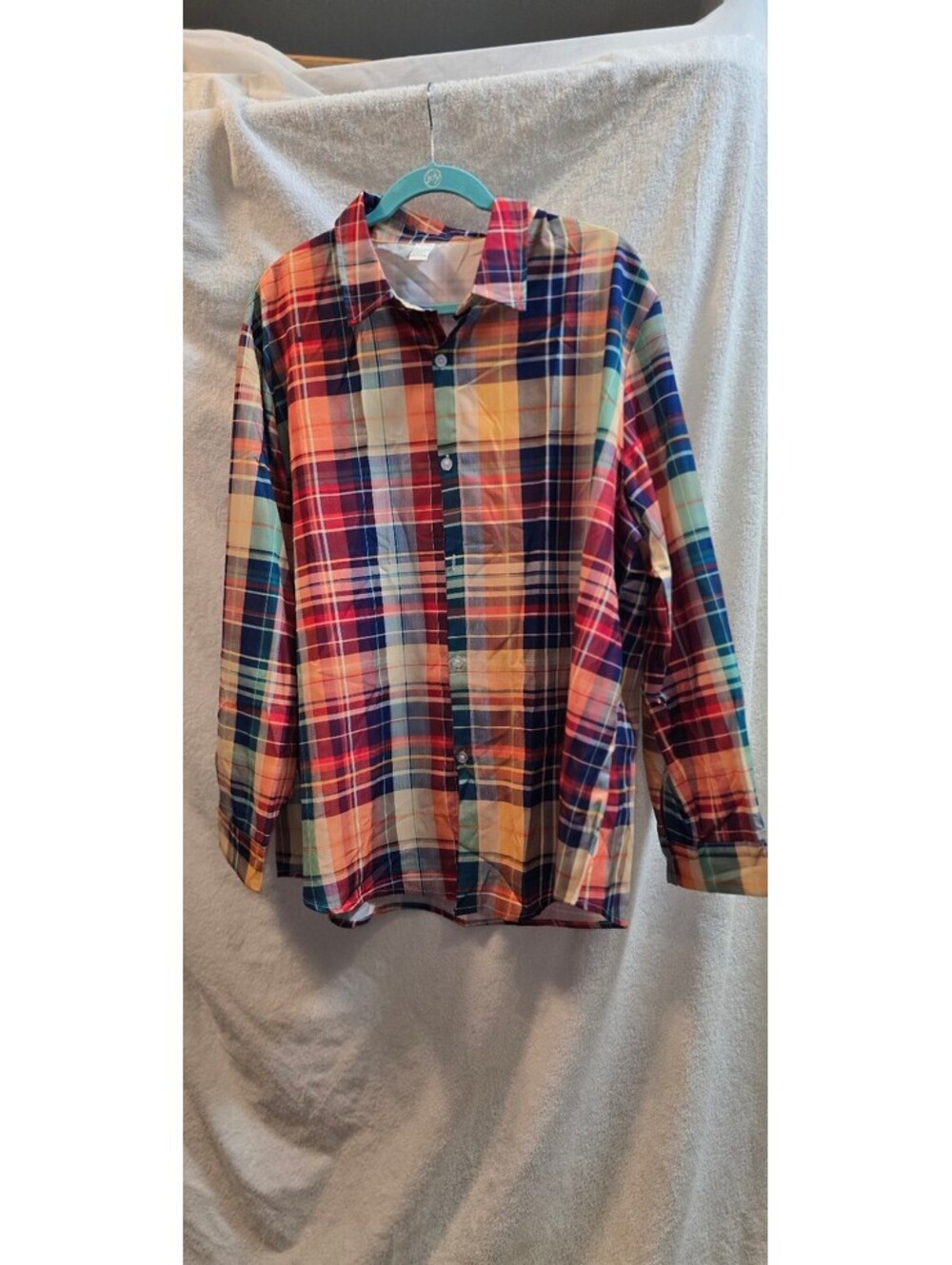 5XL (22-24) Women's Multicolor plaid long sleeve shirt